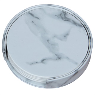 Coaster set, white marble look