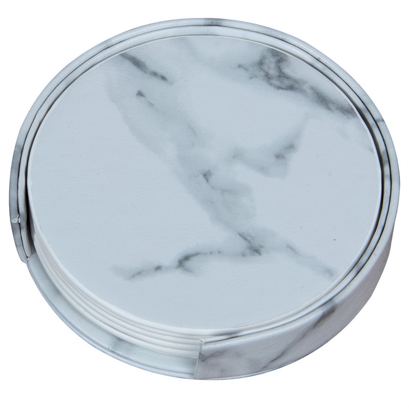 Coaster set, white marble look