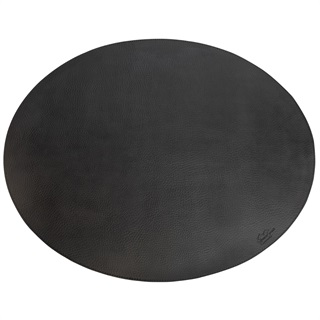 Oval Placemat // black bonded leather
