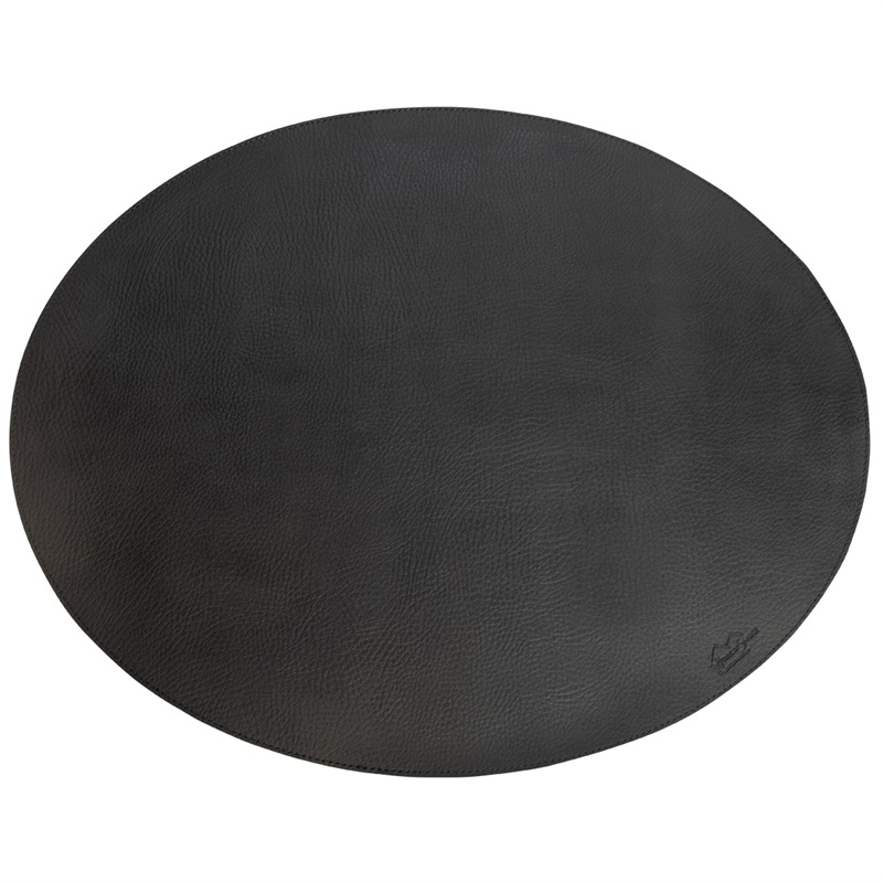 Oval Placemat // black bonded leather